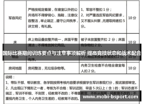 国际比赛期间训练要点与注意事项解析 提高竞技状态和战术配合